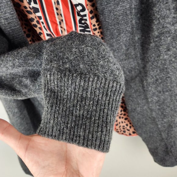 Sandro Paris Wool Silk Reversible Open Front Cardigan Sweater sz 1/S SHRUNKEN - Picture 5 of 11